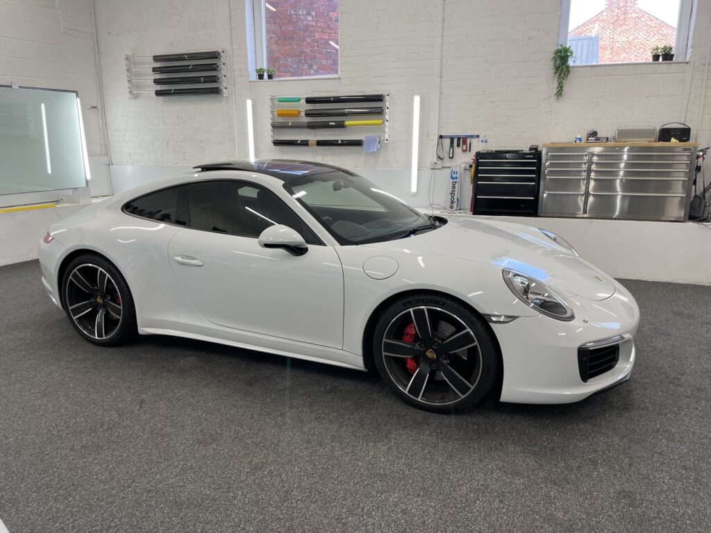 Automotive window tinting on a car